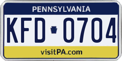 PA license plate KFD0704