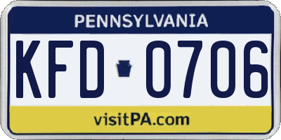 PA license plate KFD0706