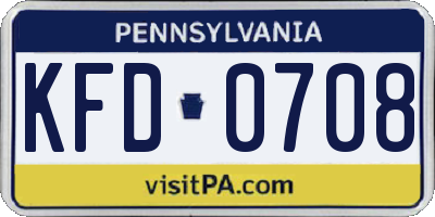 PA license plate KFD0708