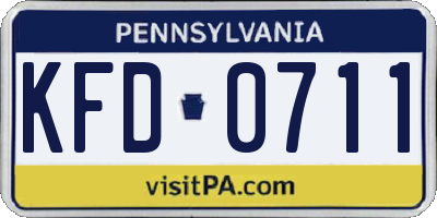 PA license plate KFD0711