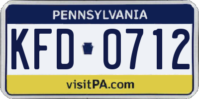 PA license plate KFD0712