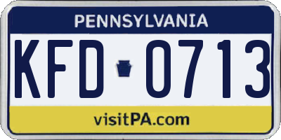 PA license plate KFD0713