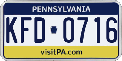 PA license plate KFD0716