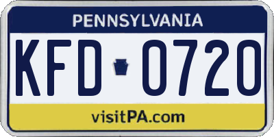 PA license plate KFD0720