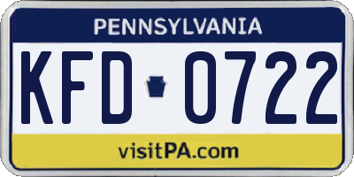 PA license plate KFD0722