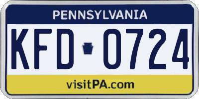 PA license plate KFD0724