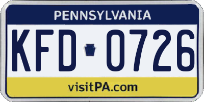 PA license plate KFD0726