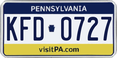 PA license plate KFD0727