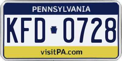 PA license plate KFD0728