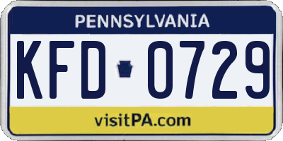 PA license plate KFD0729