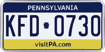 PA license plate KFD0730