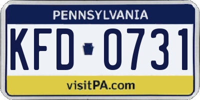 PA license plate KFD0731