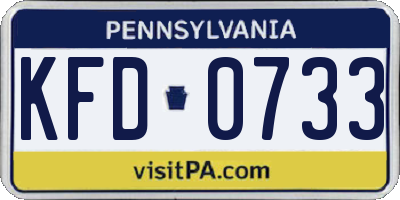 PA license plate KFD0733