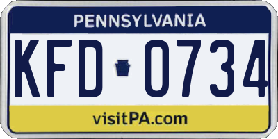PA license plate KFD0734