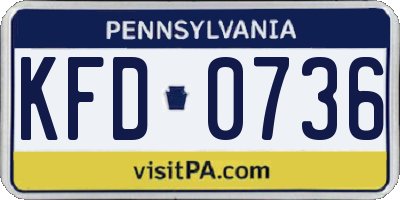 PA license plate KFD0736