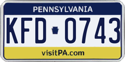 PA license plate KFD0743