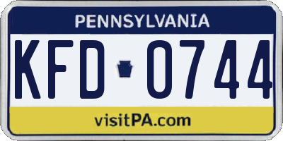 PA license plate KFD0744