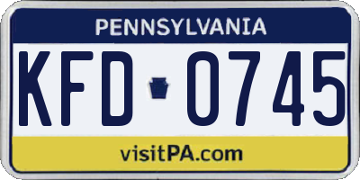 PA license plate KFD0745
