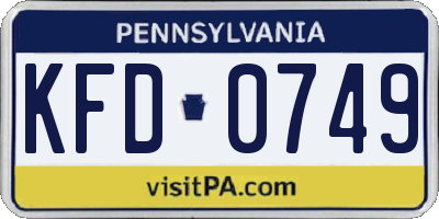 PA license plate KFD0749