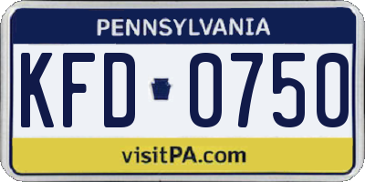 PA license plate KFD0750