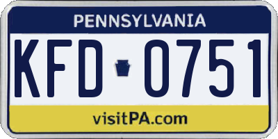 PA license plate KFD0751