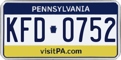 PA license plate KFD0752