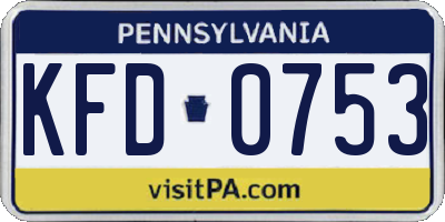 PA license plate KFD0753