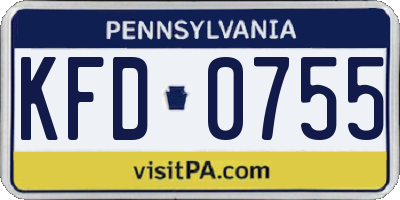 PA license plate KFD0755