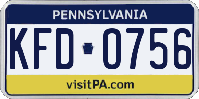 PA license plate KFD0756