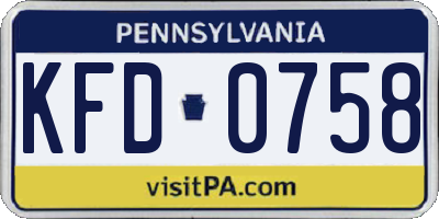 PA license plate KFD0758