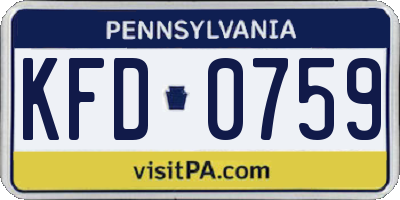 PA license plate KFD0759