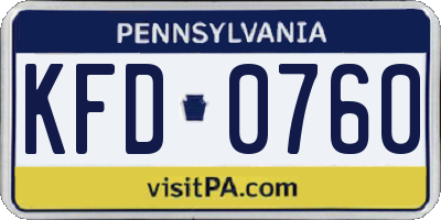 PA license plate KFD0760