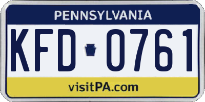 PA license plate KFD0761