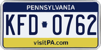 PA license plate KFD0762