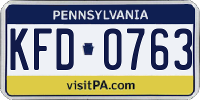 PA license plate KFD0763