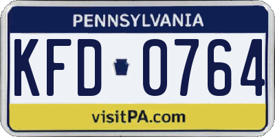 PA license plate KFD0764