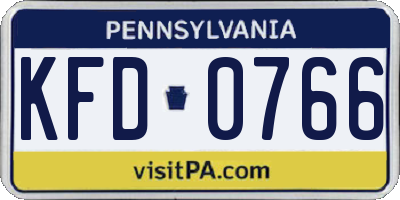 PA license plate KFD0766
