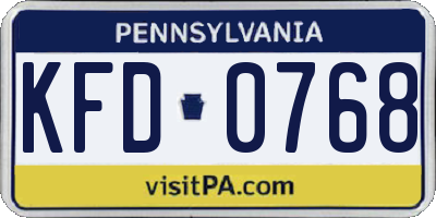 PA license plate KFD0768