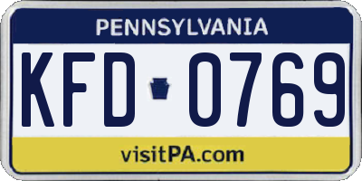 PA license plate KFD0769