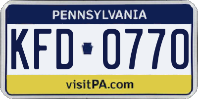 PA license plate KFD0770