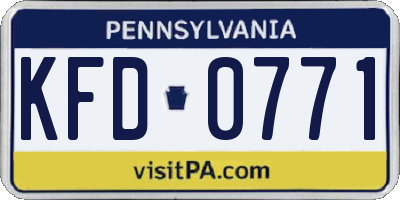 PA license plate KFD0771