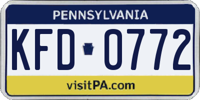 PA license plate KFD0772