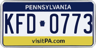 PA license plate KFD0773