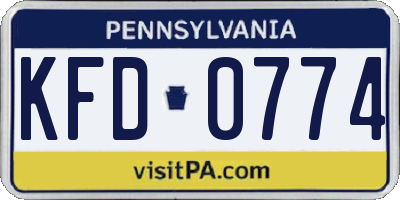 PA license plate KFD0774