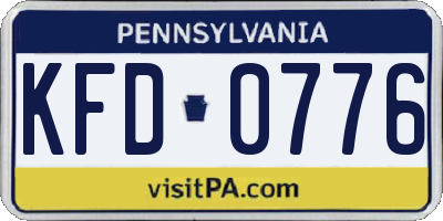 PA license plate KFD0776