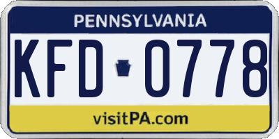 PA license plate KFD0778
