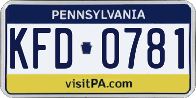 PA license plate KFD0781