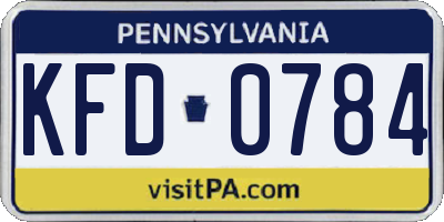 PA license plate KFD0784