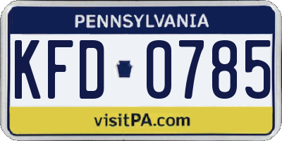 PA license plate KFD0785