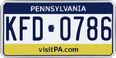 PA license plate KFD0786